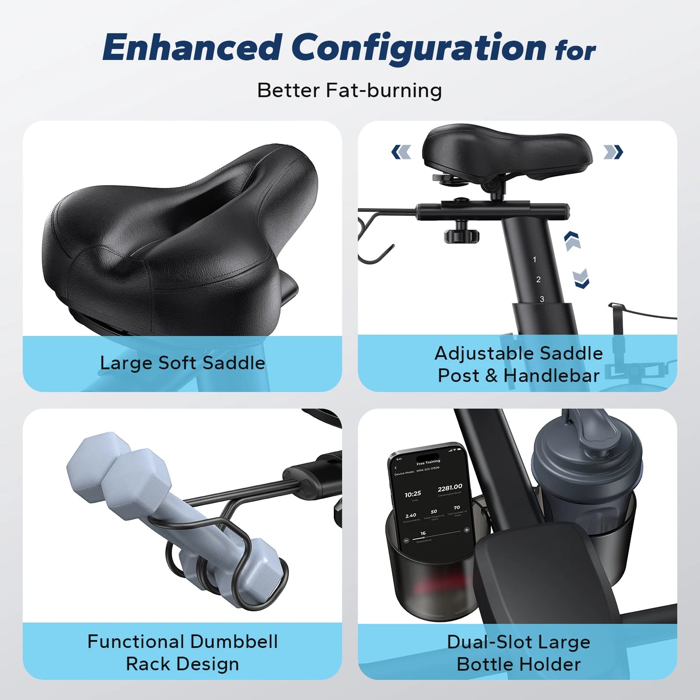 Magnetic Stationary Exercise Bike with HD Touchscreen