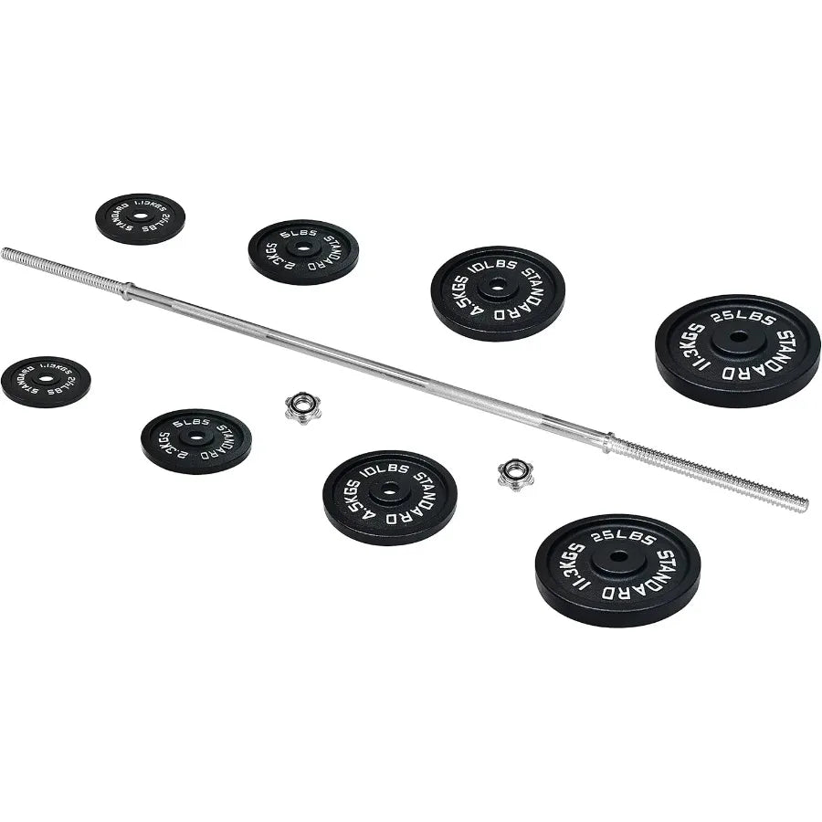 95‑Pound Cast Iron Weight Set with Barbell