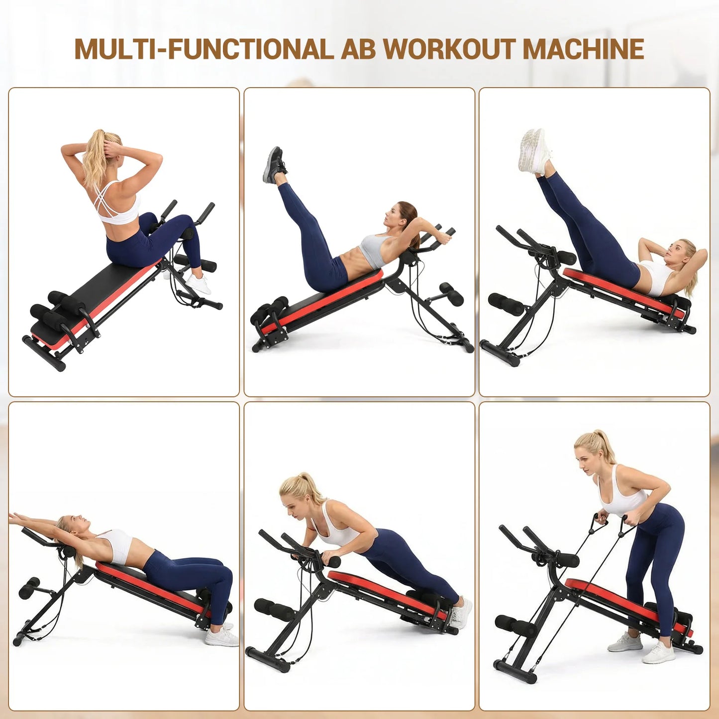 2‑in‑1 Adjustable Ab Bench Glider Trainer