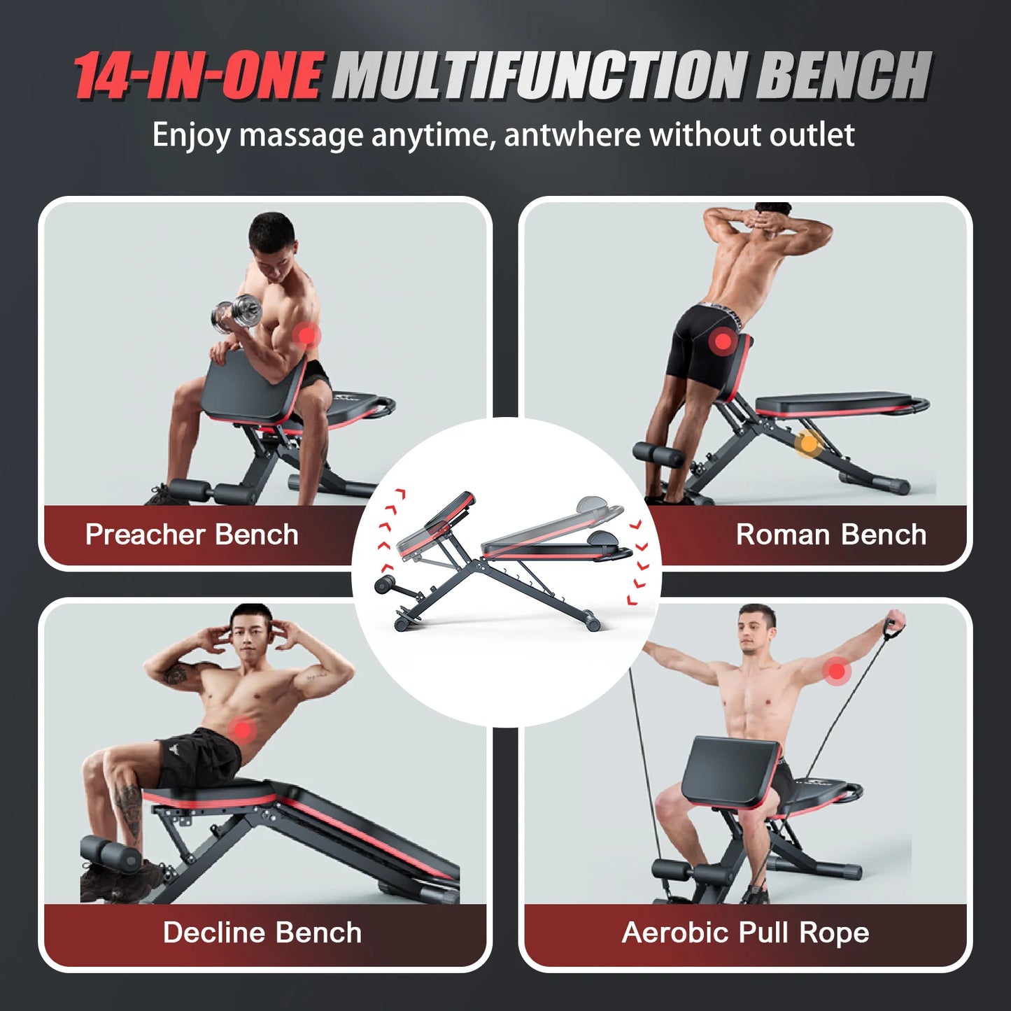 14‑in‑1 Foldable Multi‑Functional Dumbbell Bench
