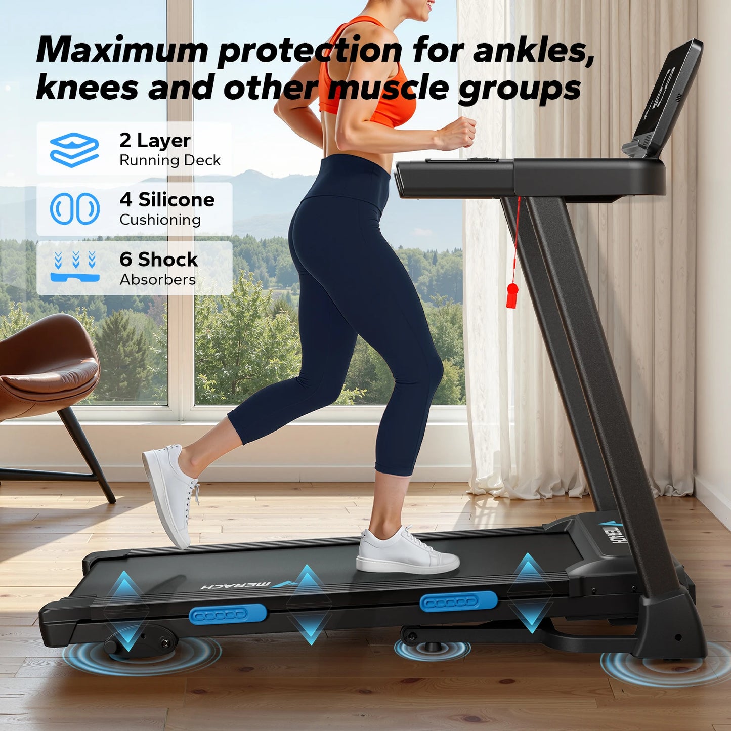 Foldable Incline Treadmill with Bluetooth