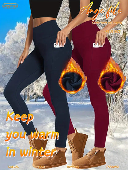 4Pk Women's High-Waisted Fleece-Lined Yoga Leggings
