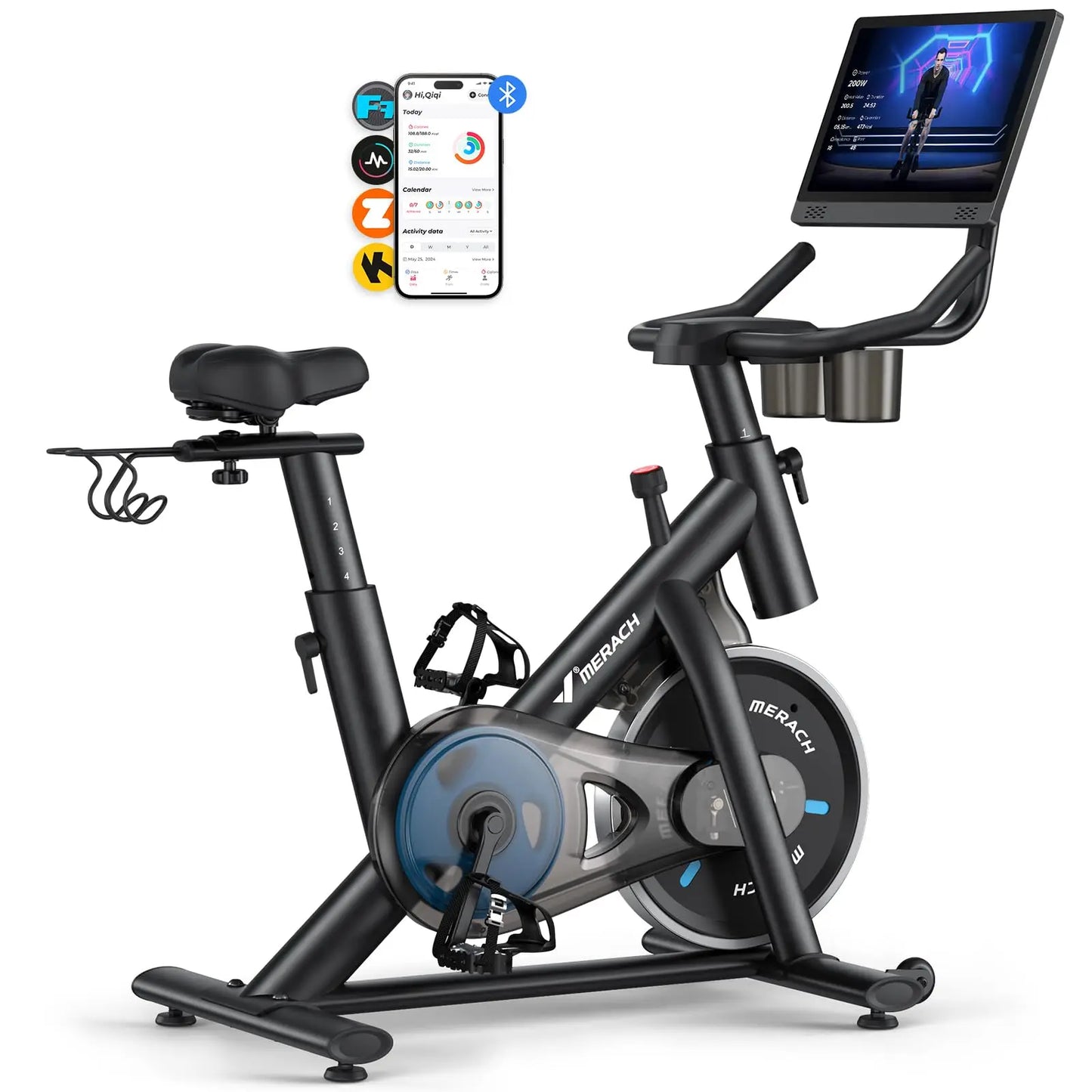 Magnetic Stationary Exercise Bike with HD Touchscreen