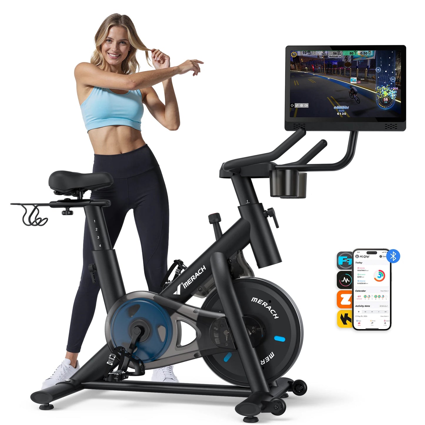 Magnetic Stationary Exercise Bike with HD Touchscreen