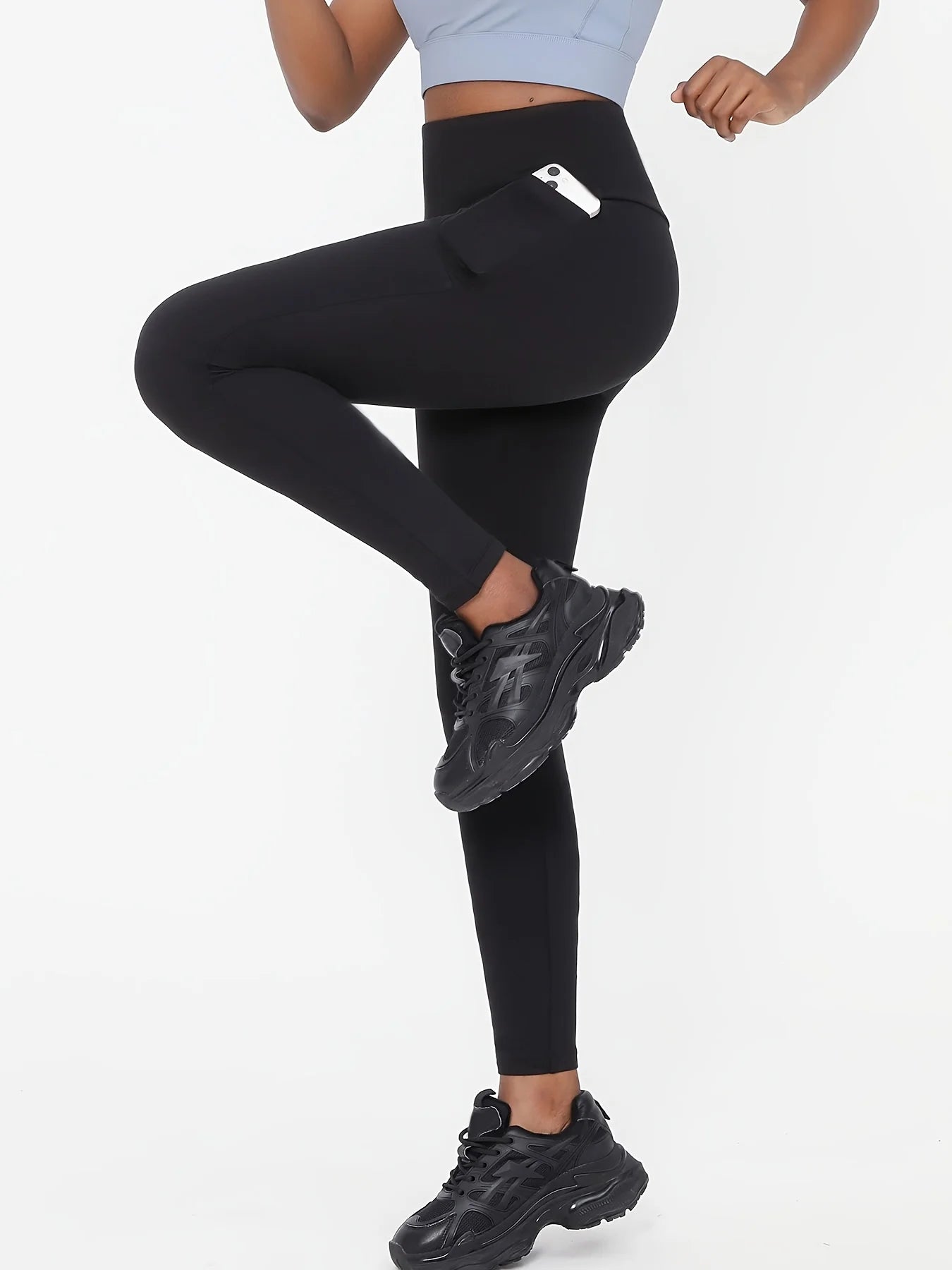 Women’s Plus Size High-Waisted Black Yoga Leggings