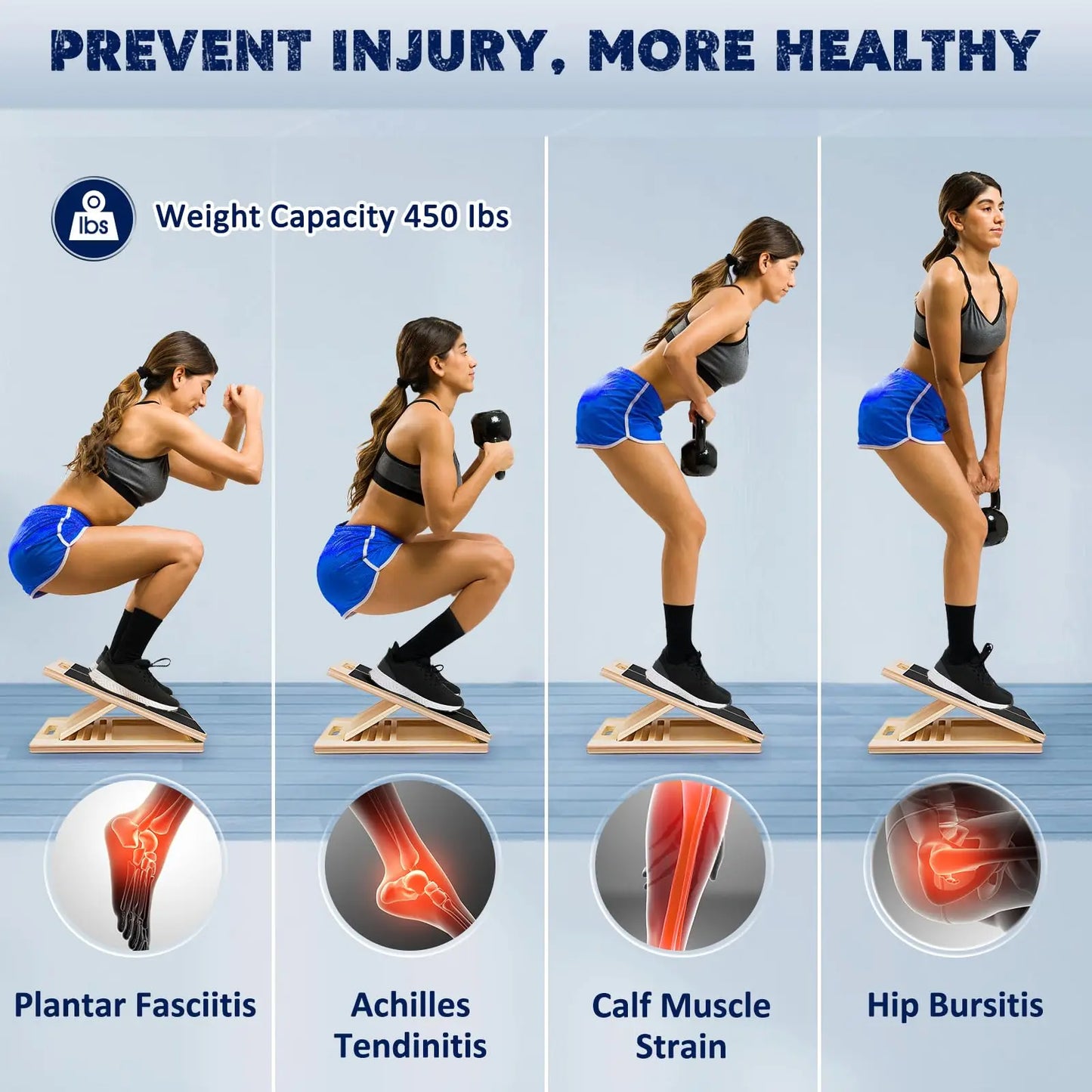 Squat Incline Stretch Board for Calf Stretching Wood Wedge