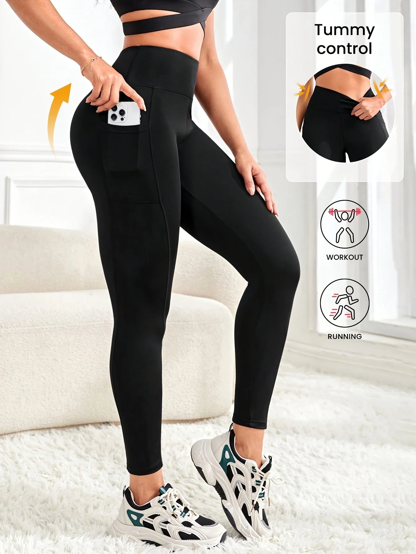 Women’s Plus Size High-Waisted Black Yoga Leggings