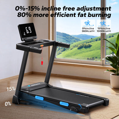 Foldable Incline Treadmill with Bluetooth