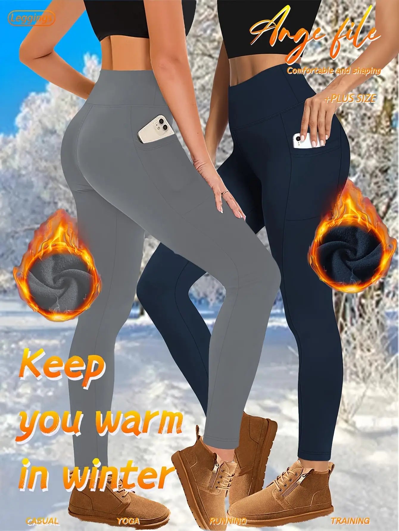 4Pk Women's High-Waisted Fleece-Lined Yoga Leggings