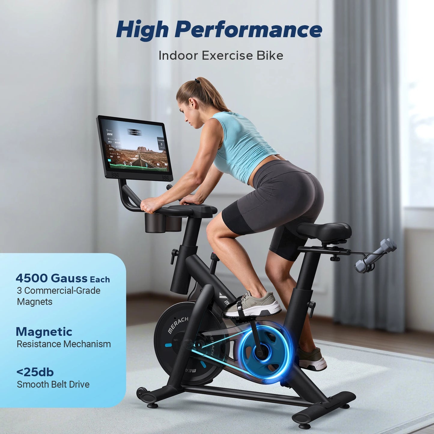 Magnetic Stationary Exercise Bike with HD Touchscreen