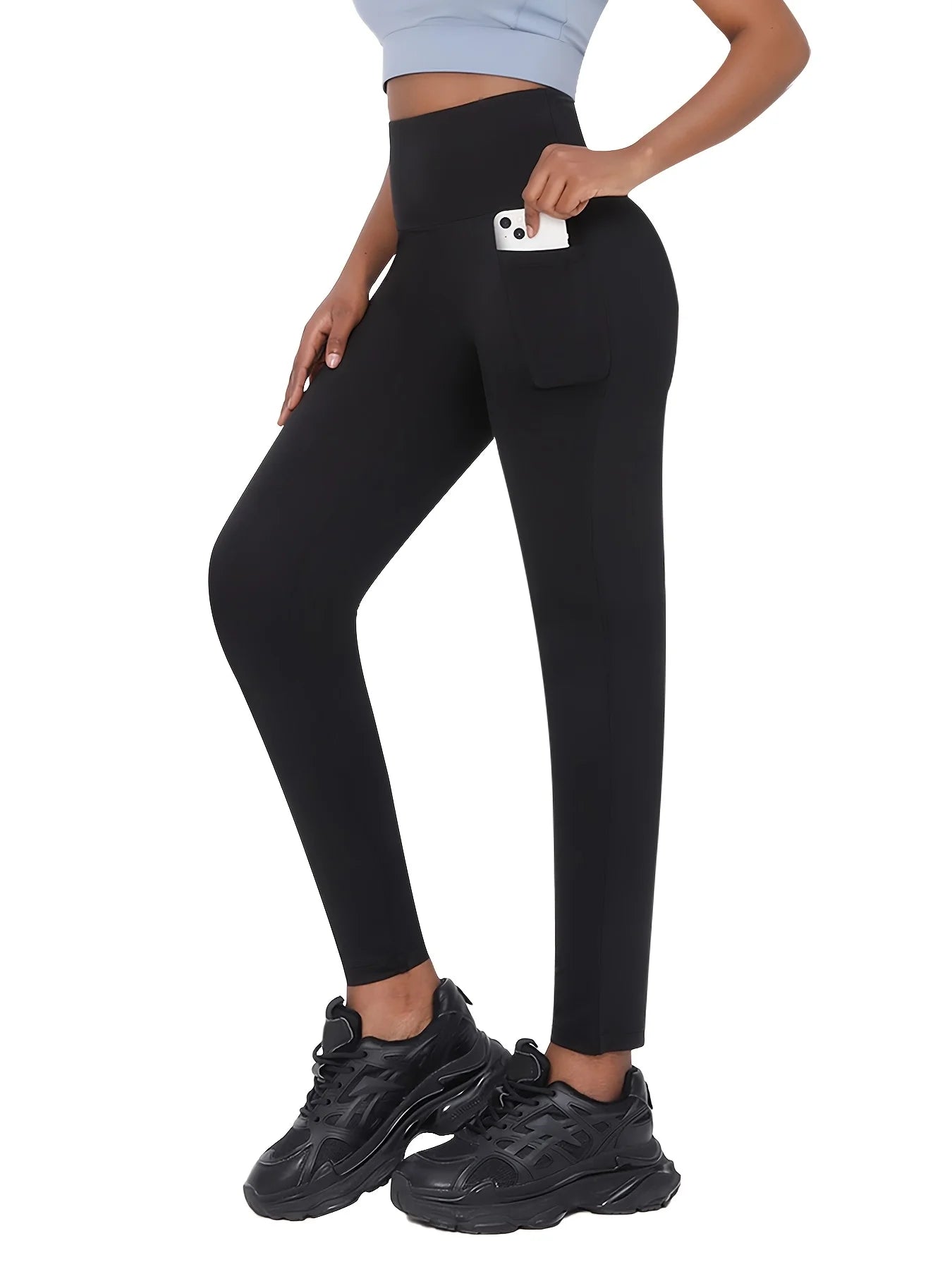 Women’s Plus Size High-Waisted Black Yoga Leggings