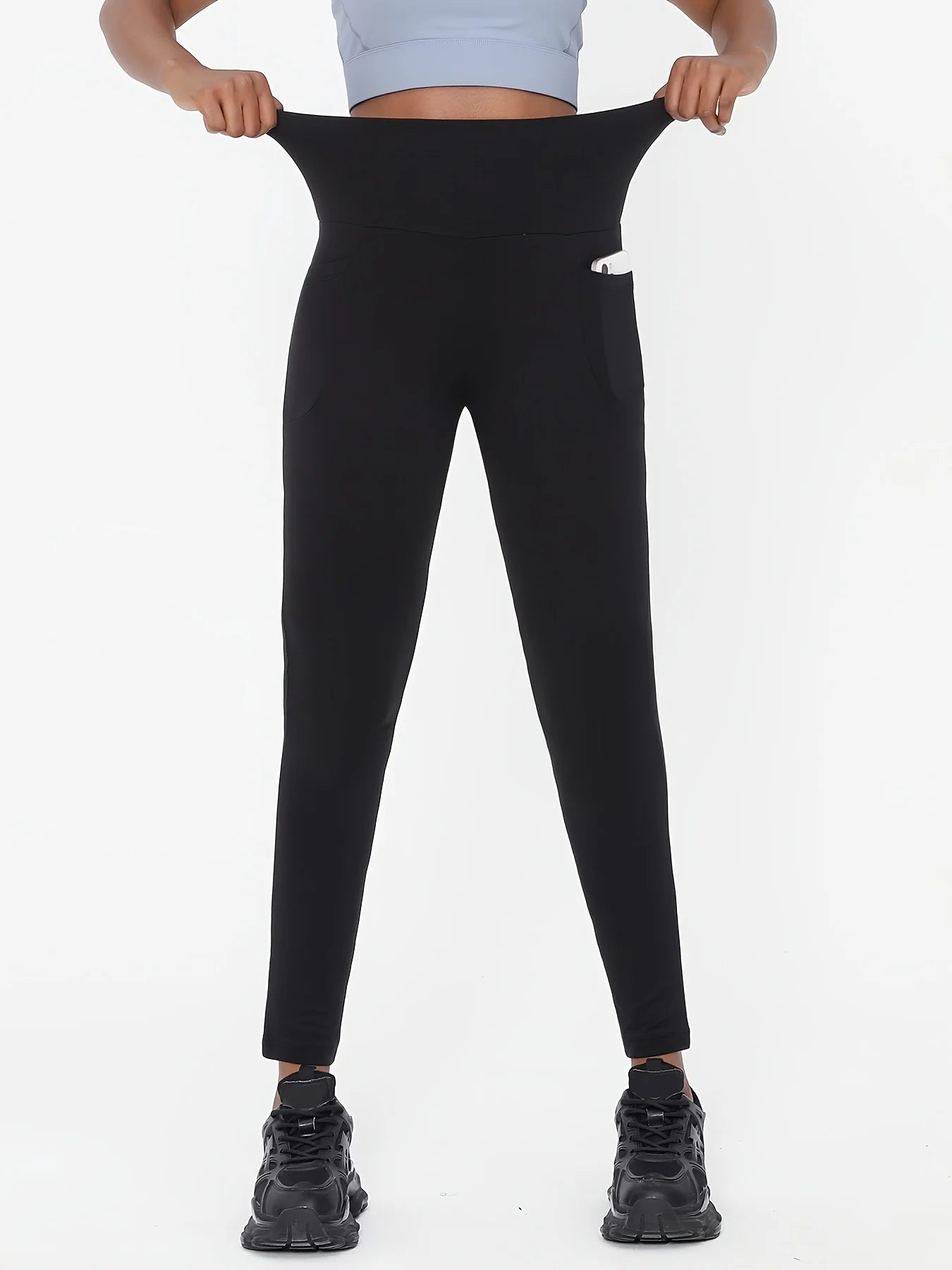 Women’s Plus Size High-Waisted Black Yoga Leggings