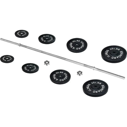 95‑Pound Cast Iron Weight Set with Barbell