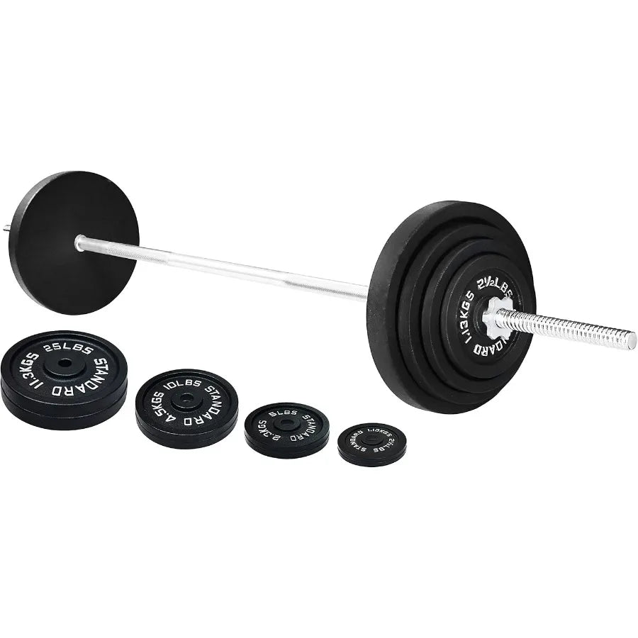 95‑Pound Cast Iron Weight Set with Barbell