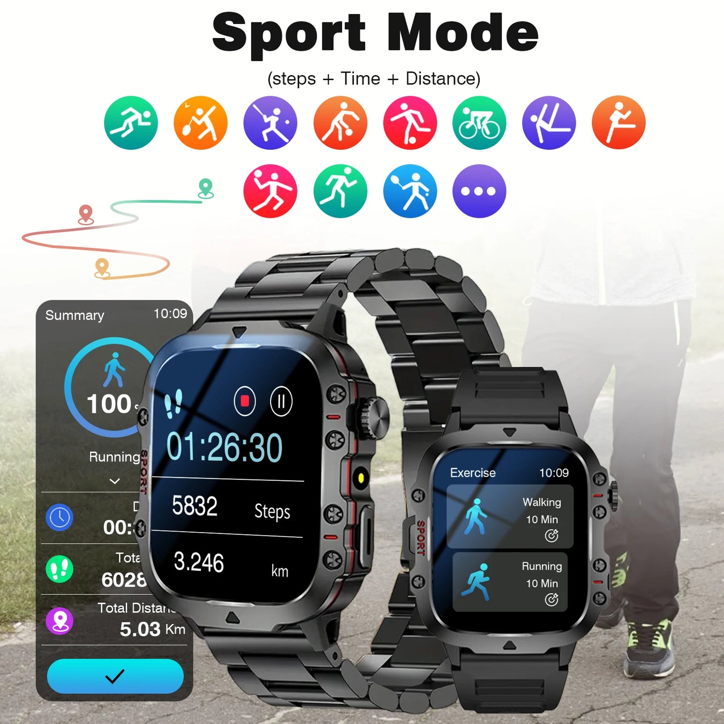 Men's Bluetooth Smart Watch Multi-Sport Fitness