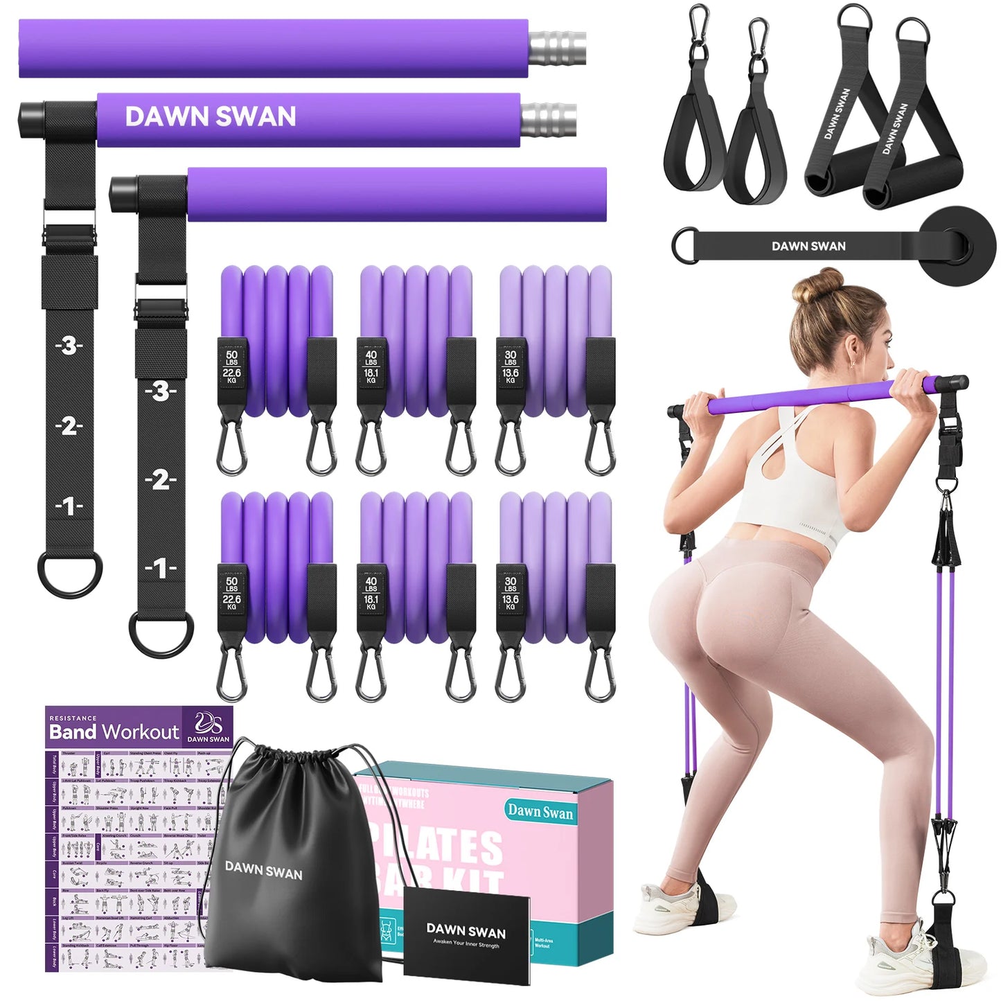 Pilates Bar Kit with Resistance Bands