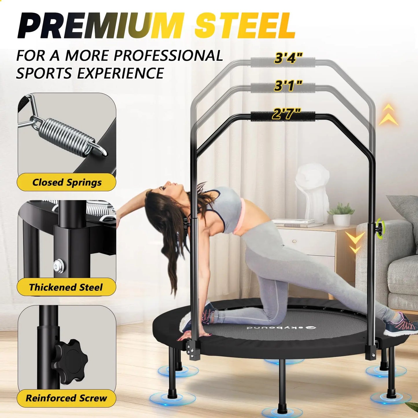 40" Foldable Adult Fitness Rebounder Trampoline