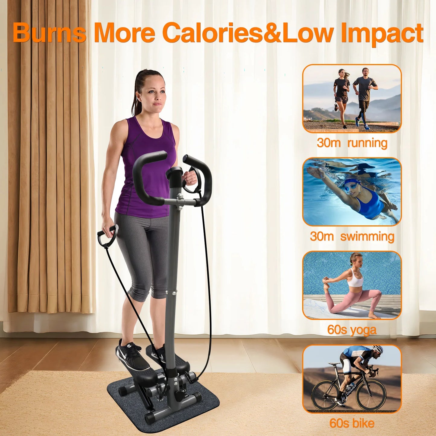 Stepper Machine with Handlebar LCD Monitor