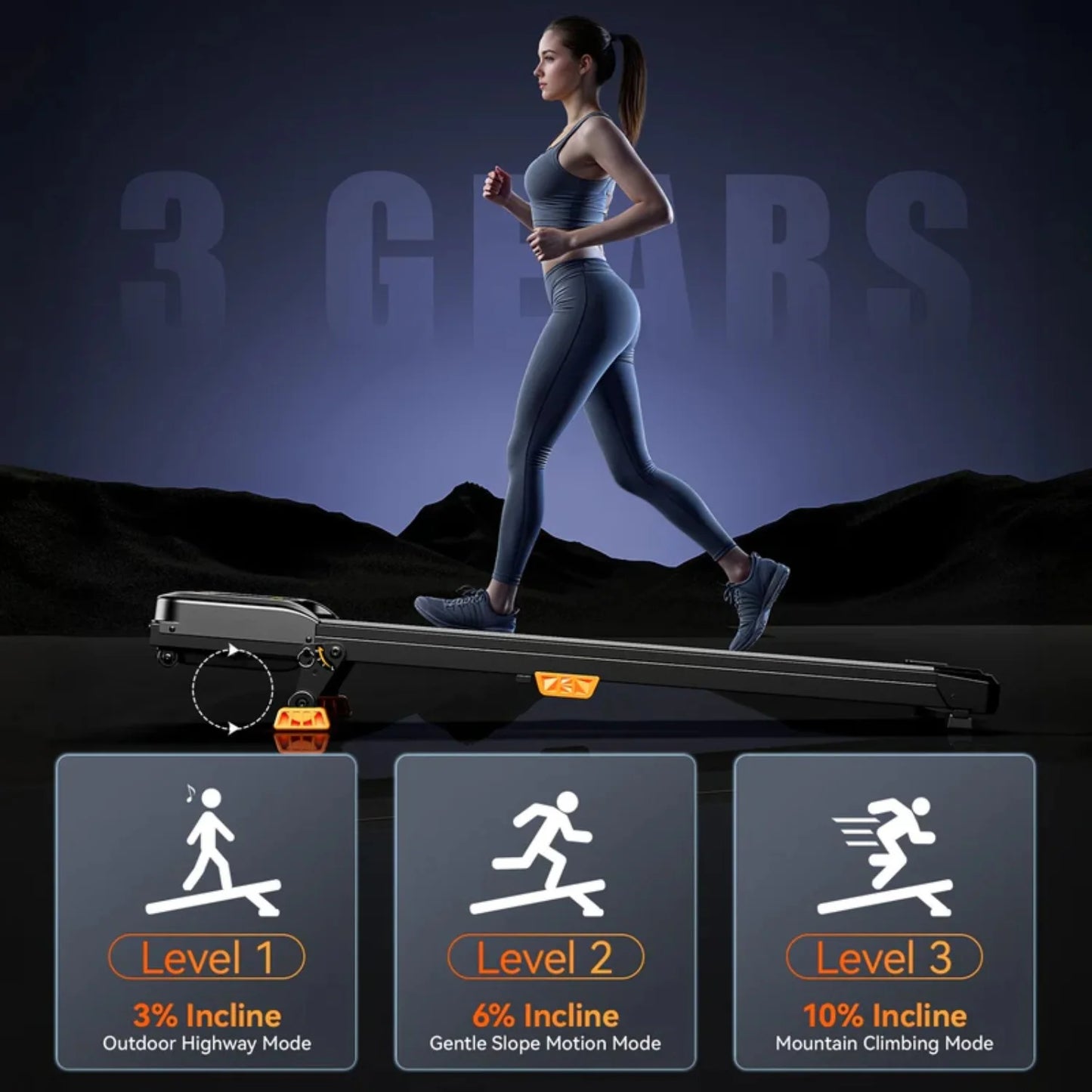 Portable Incline Walking Pad Under‑Desk Treadmill 2.5HP