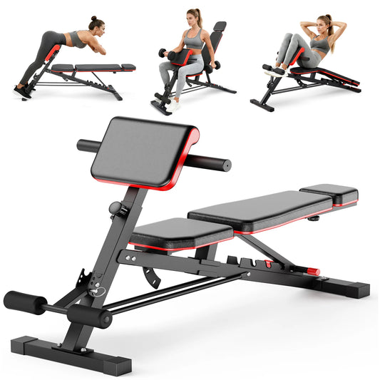 Foldable Adjustable Roman Chair Dumbbell Training Bench