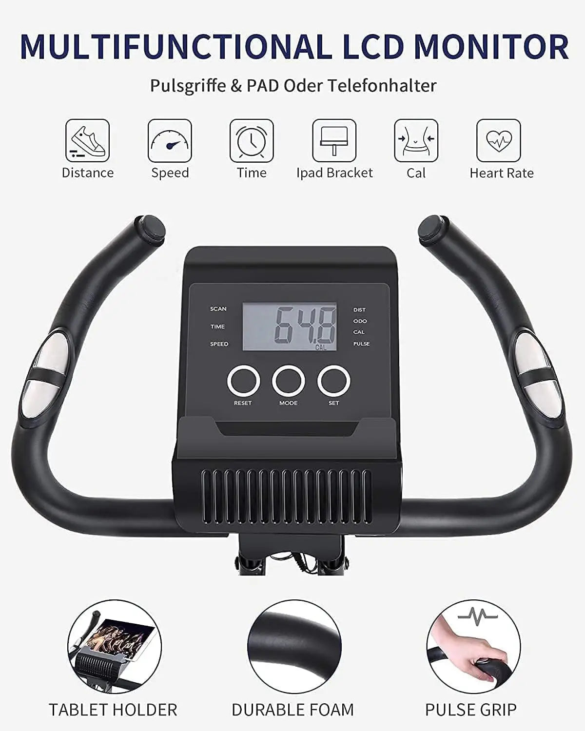 Folding Magnetic Upright Exercise Bike with Bands
