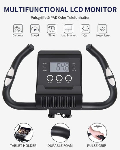 Folding Magnetic Upright Exercise Bike with Bands