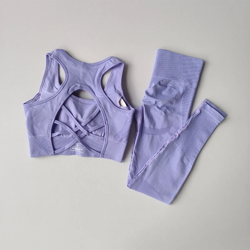 2PCS Tank Top Bra & Shockproof Running Leggings