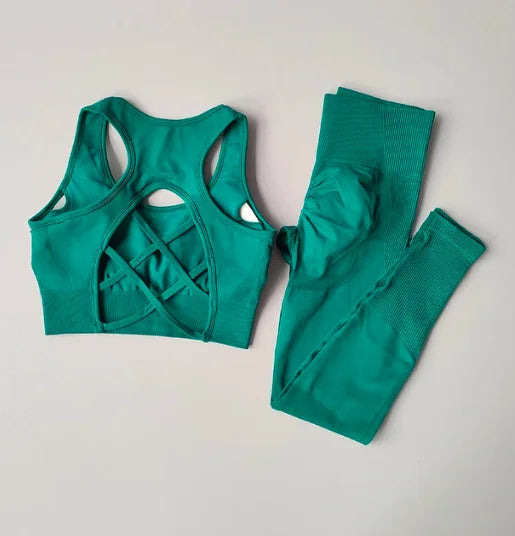 2PCS Tank Top Bra & Shockproof Running Leggings