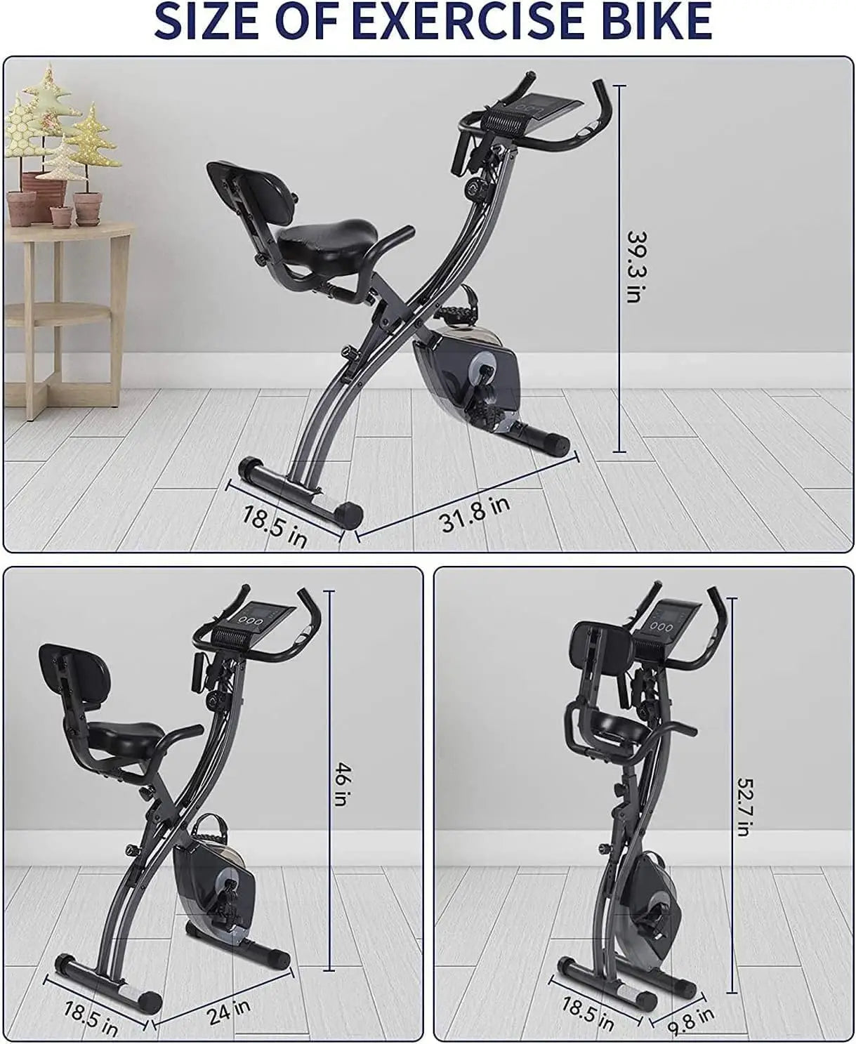 Folding Magnetic Upright Exercise Bike with Bands
