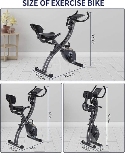 Folding Magnetic Upright Exercise Bike with Bands