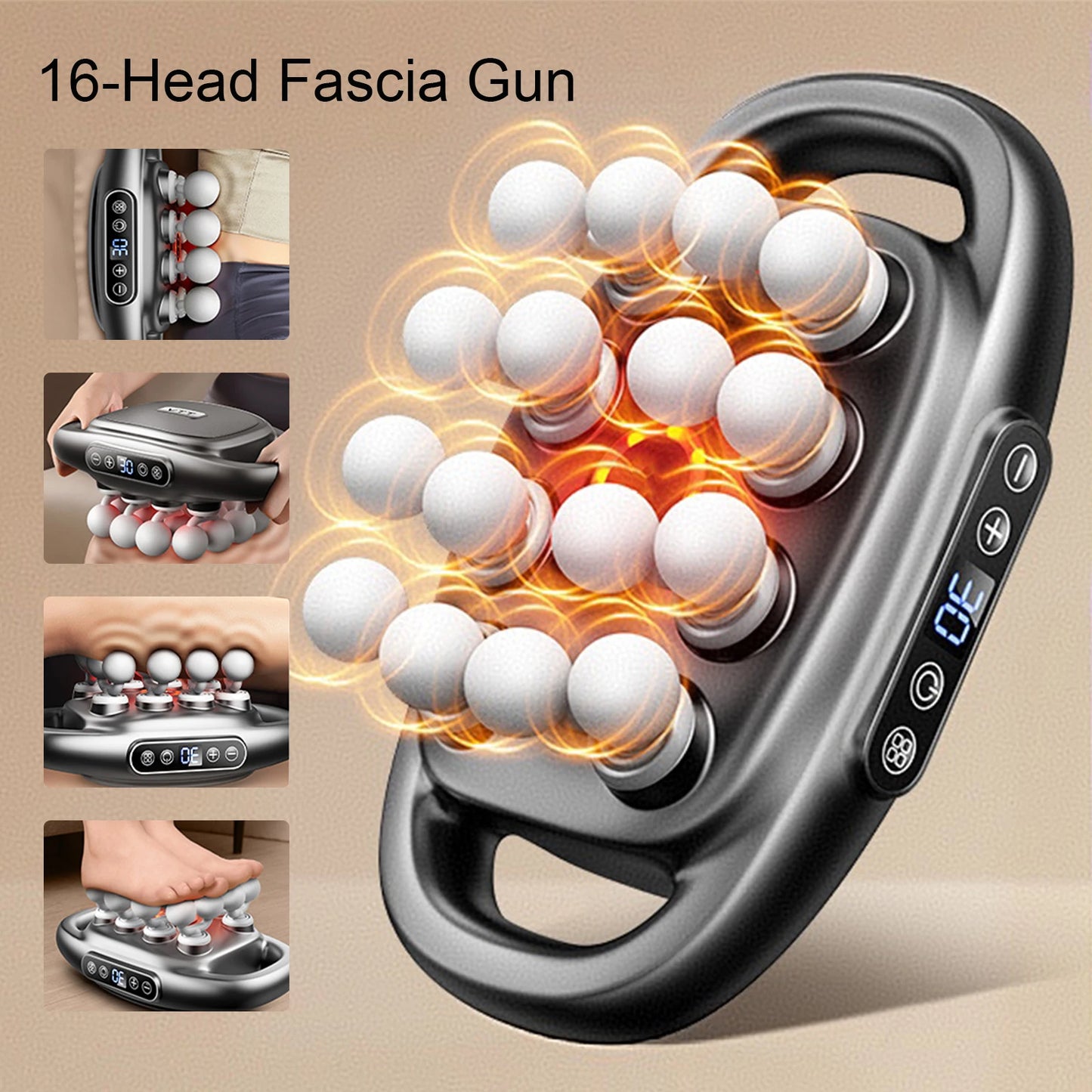 High‑Frequency 16‑Head Fascia Massager