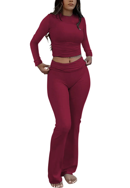 Women's Yoga Two-Piece Set Long-Sleeve Wide-Leg