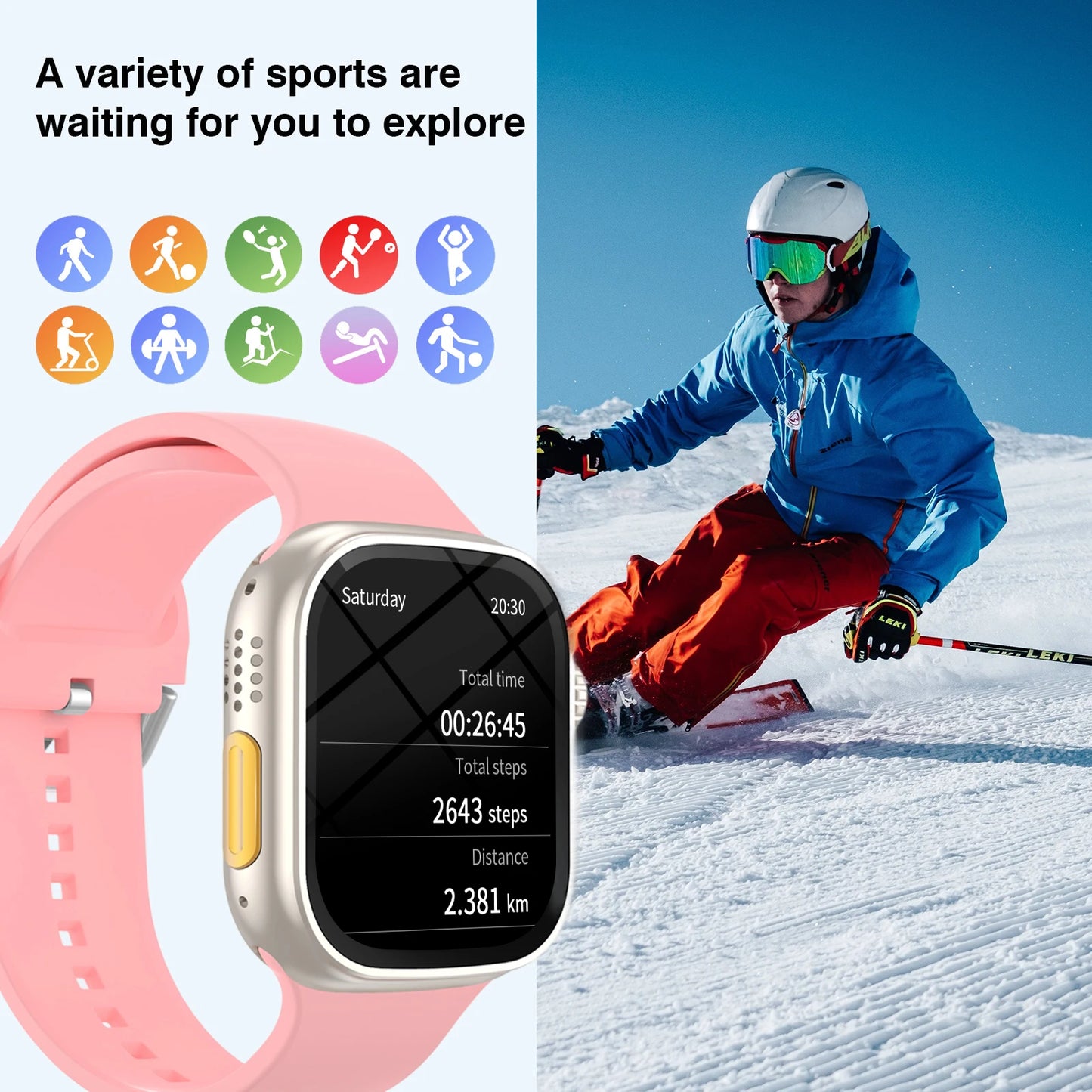 Unisex Smart Watch, Outdoor Sports and Fitness Tracker