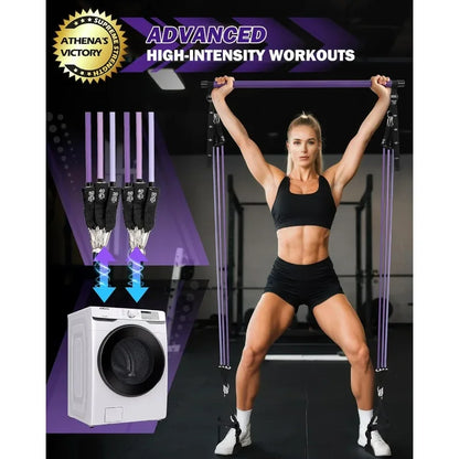 Upgraded Pilates Bar Kit with Natural Latex Bands