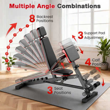 Foldable Adjustable Roman Chair Dumbbell Training Bench