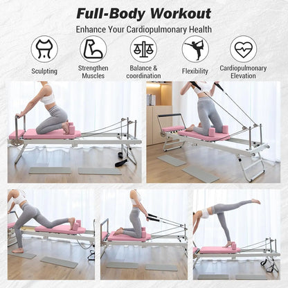 Foldable 77" Adjustable Home Pilates Reformer Machine