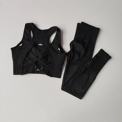 2PCS Tank Top Bra & Shockproof Running Leggings