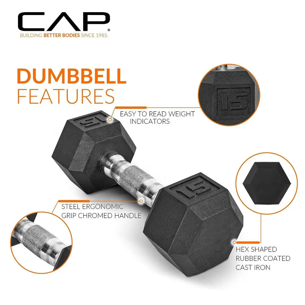 Rubber Hex Dumbbell Set with 23‑Tier Rack