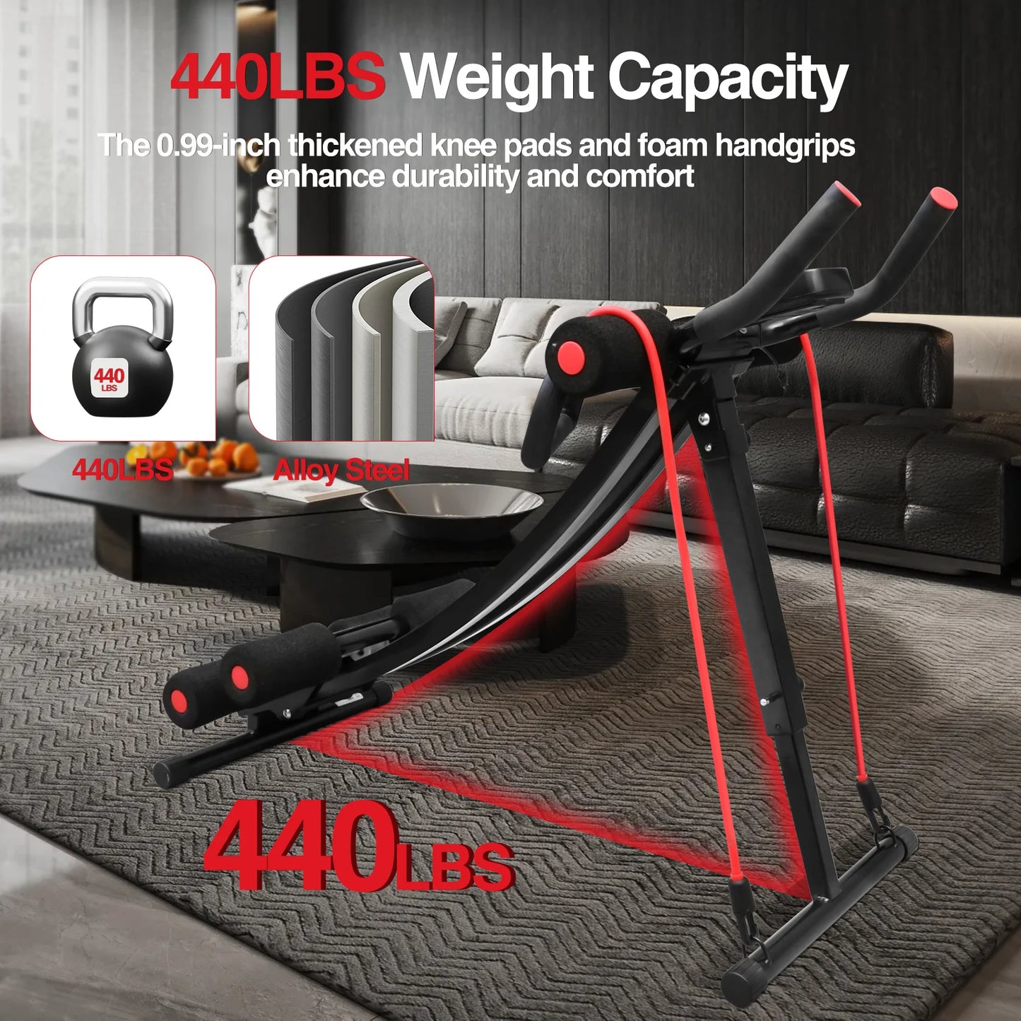 Foldable Core & Abdominal Trainer 440lbs LCD Display