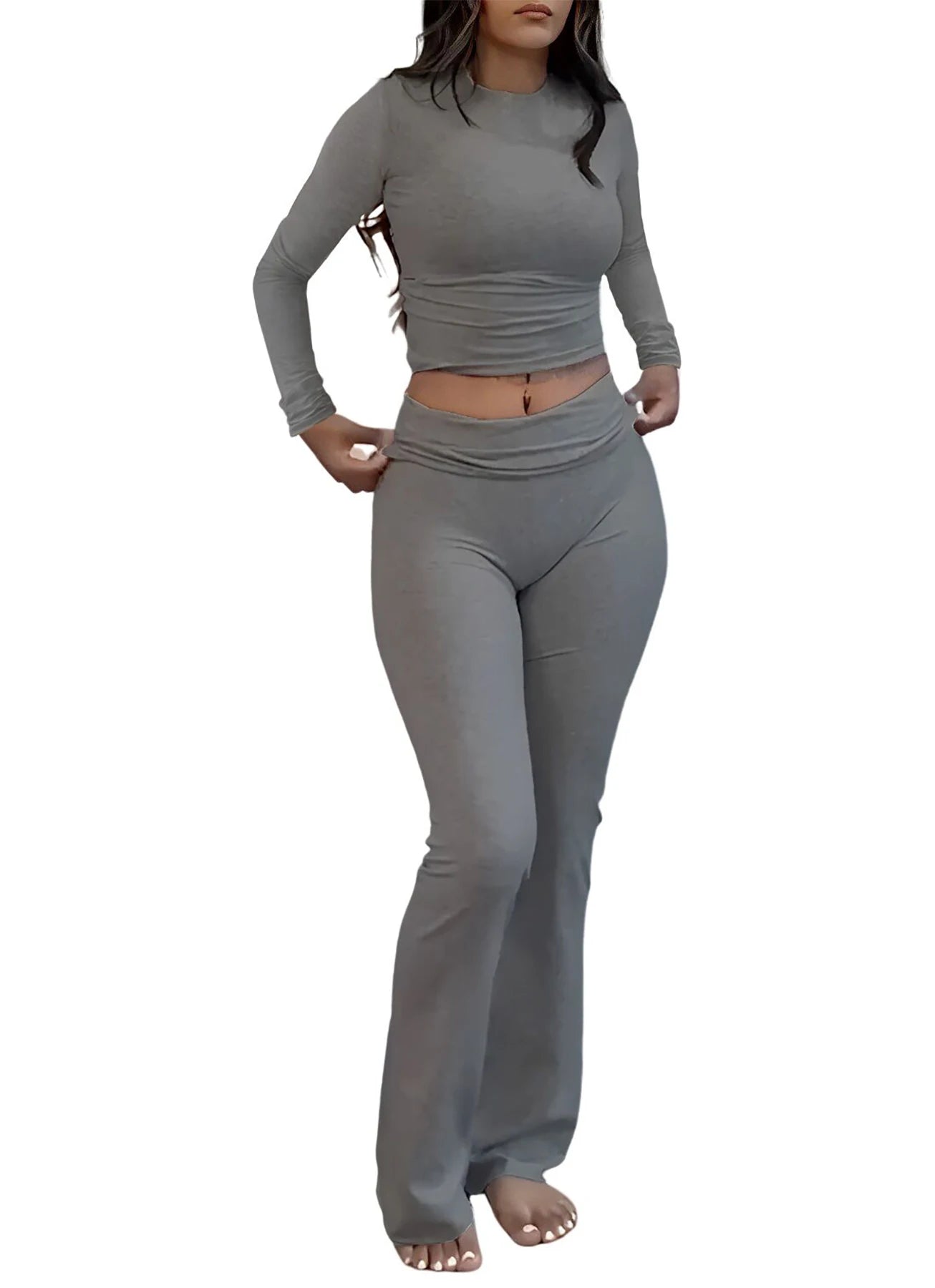 Women's Yoga Two-Piece Set Long-Sleeve Wide-Leg
