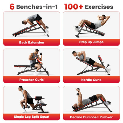 Foldable Adjustable Roman Chair Dumbbell Training Bench