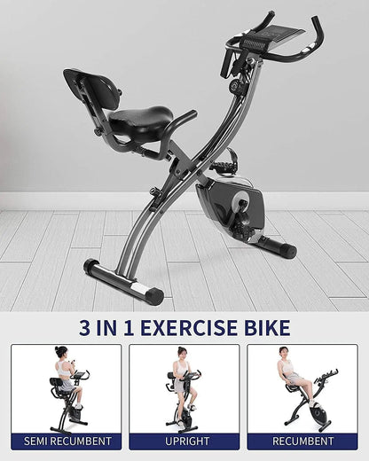 Folding Magnetic Upright Exercise Bike with Bands
