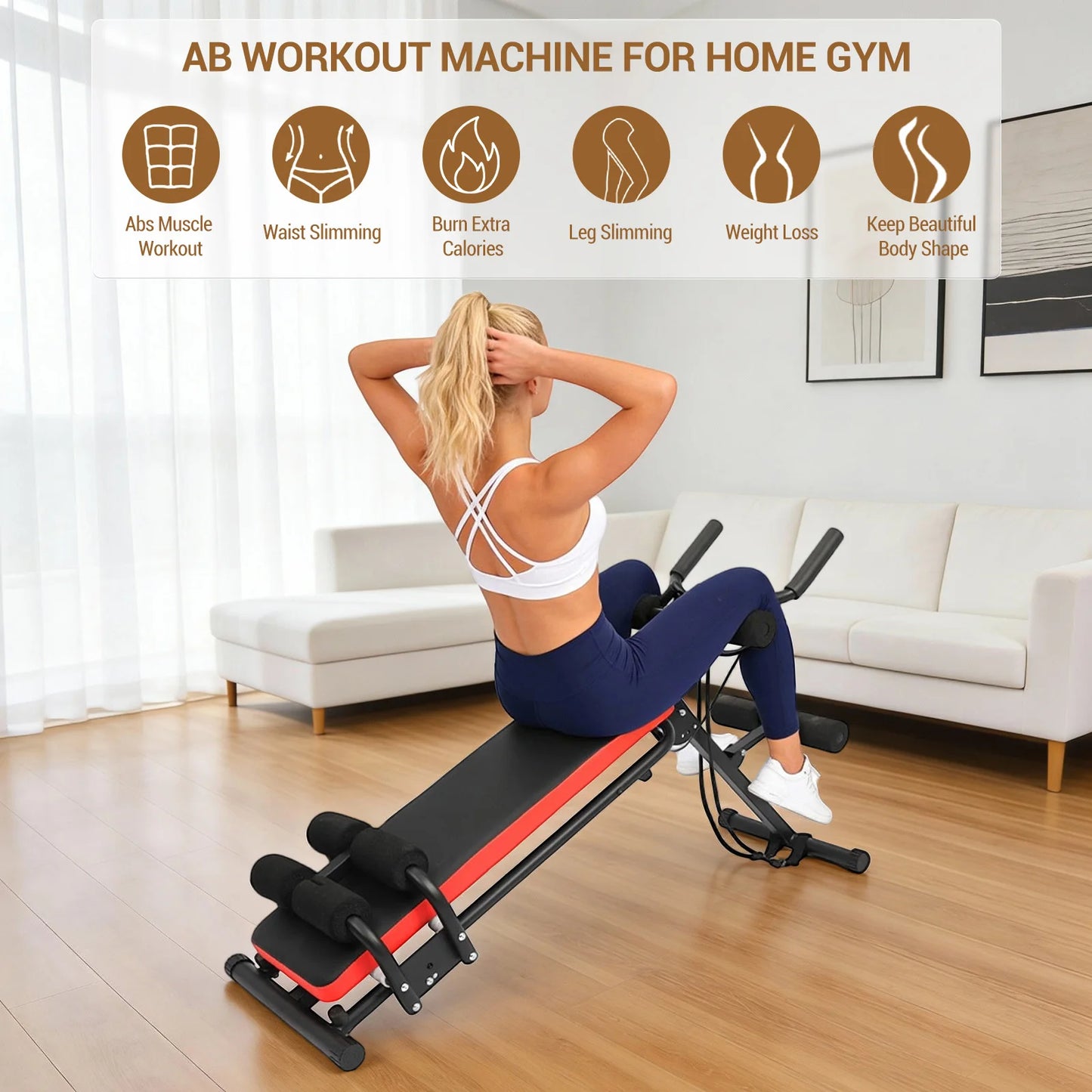 2‑in‑1 Adjustable Ab Bench Glider Trainer