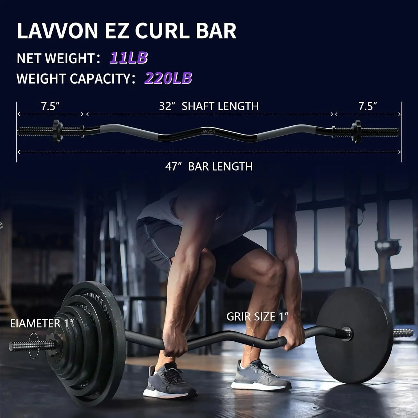 47‑Inch EZ Curl Bar with Star Nuts