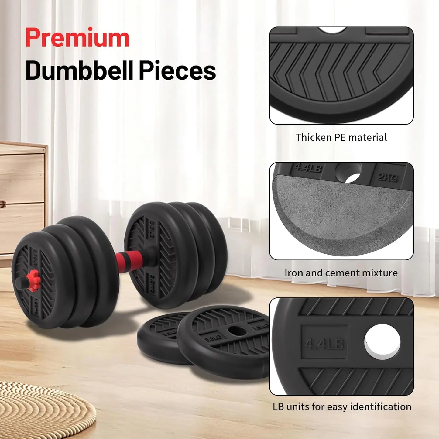 Adjustable Dumbbell Set, 20-80lbs Free Weights