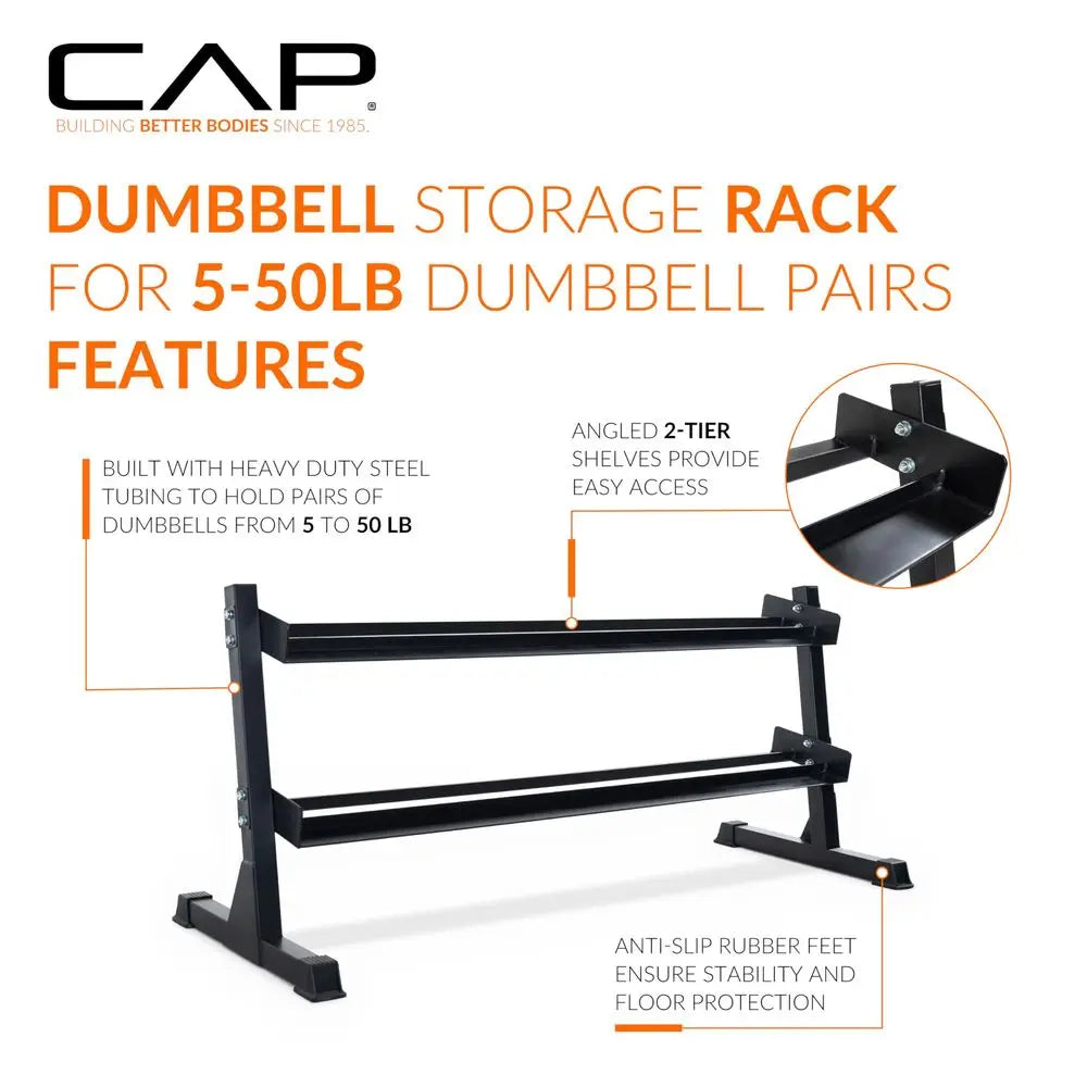 Rubber Hex Dumbbell Set with 23‑Tier Rack