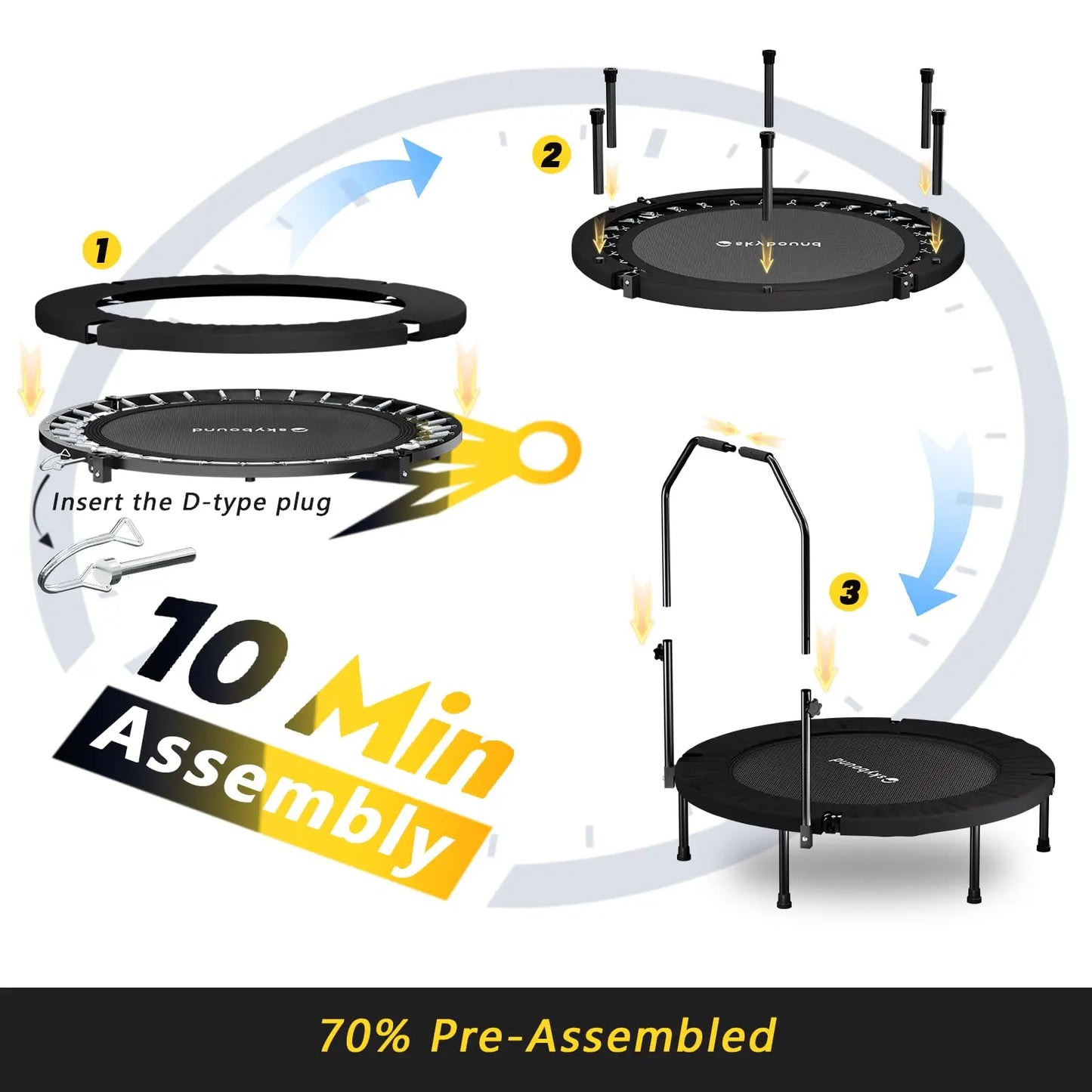 40" Foldable Adult Fitness Rebounder Trampoline