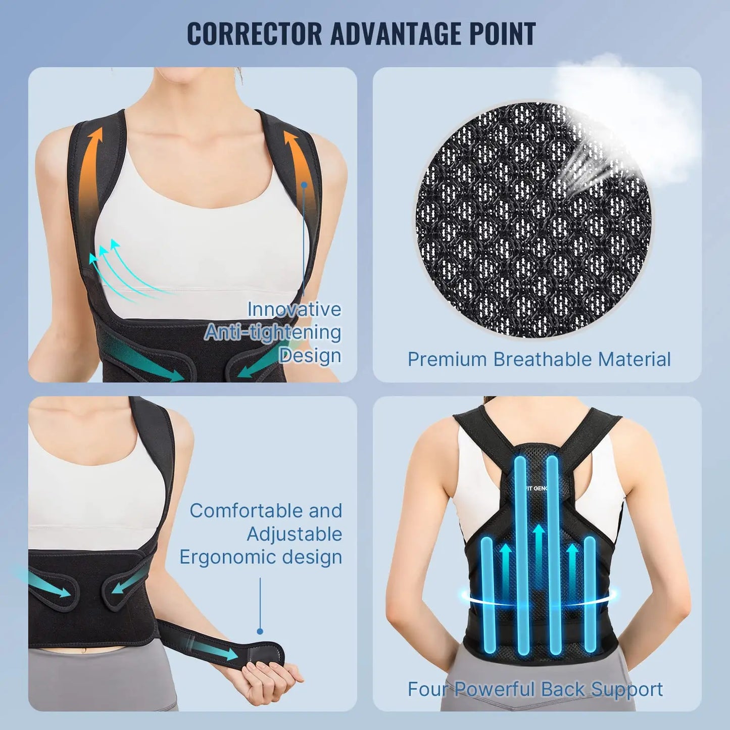 Adjustable Full Back Posture Corrector Brace