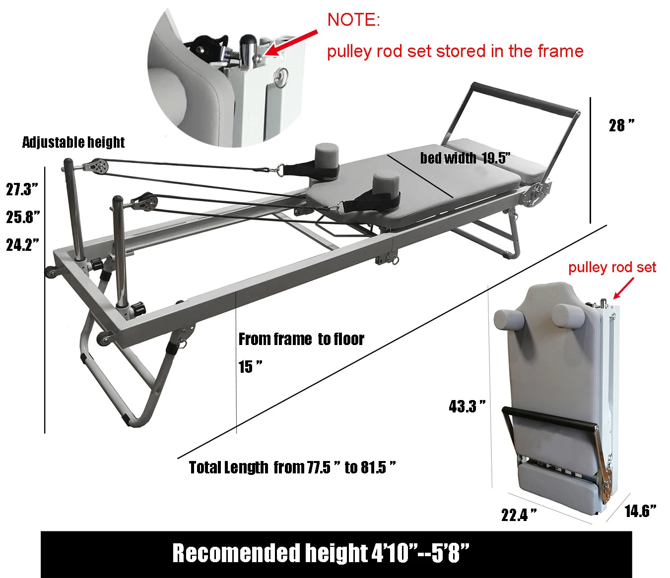 Foldable Home Pilates Reformer Strength Training Machine