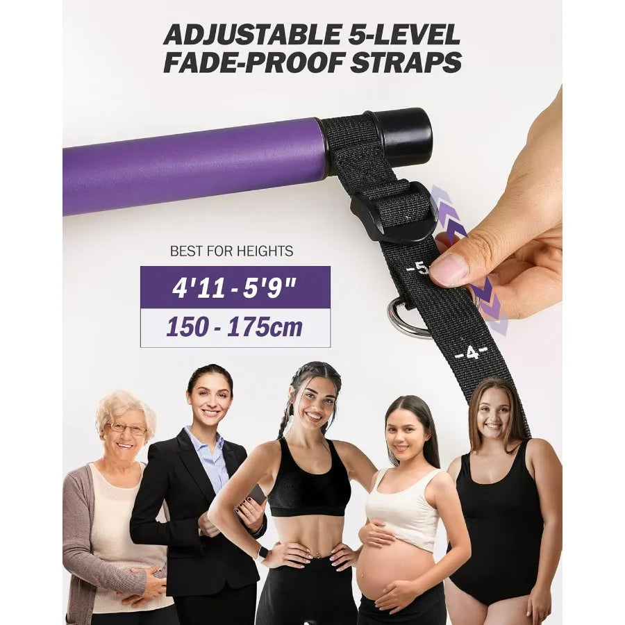 Upgraded Pilates Bar Kit with Natural Latex Bands